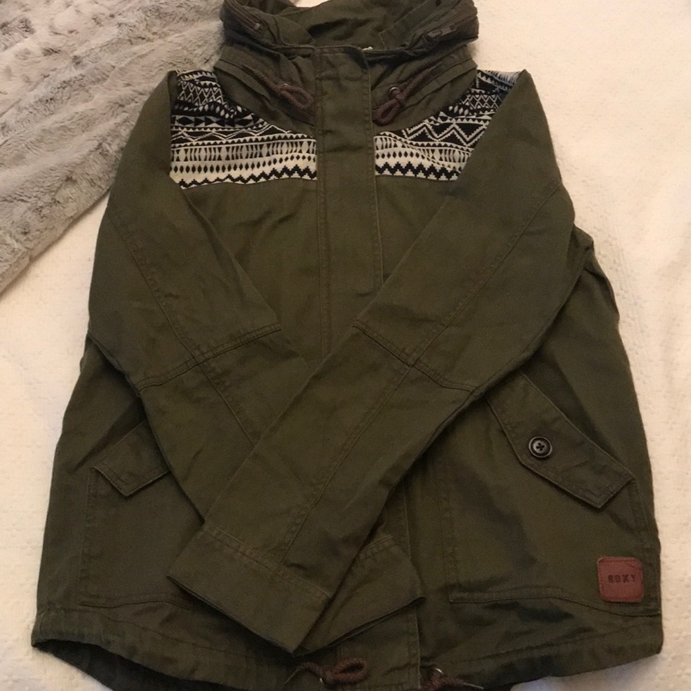 Army Green Jacket w/ Black & White Patterning